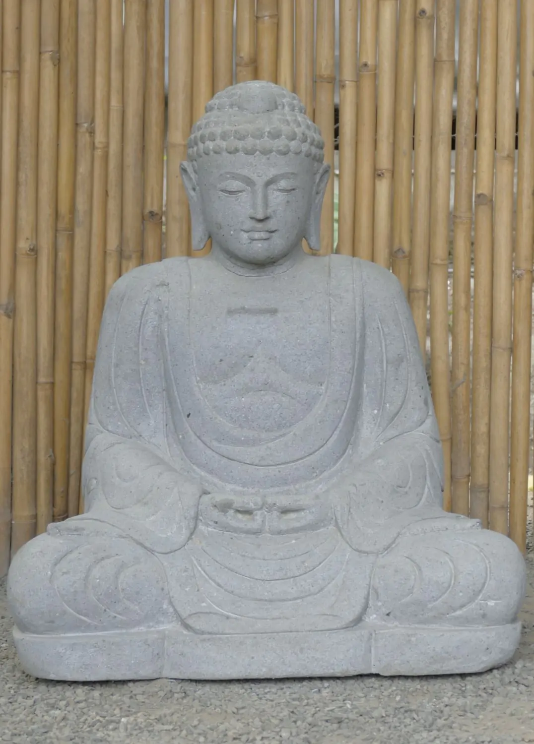  Product image 2 of the product “Seated Japanese Buddha made of Riverstone in Dhyana position - gesture of meditation, H. 99cm ”